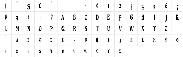 DuvallSmallCapsCondensed Normal  glyph index