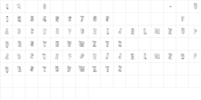DreideeSketches Regular  glyph index