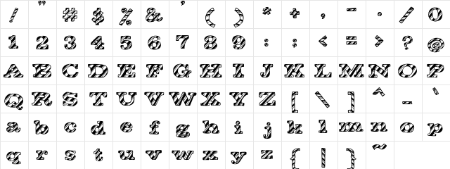 PC Candy Cane Regular  glyph index