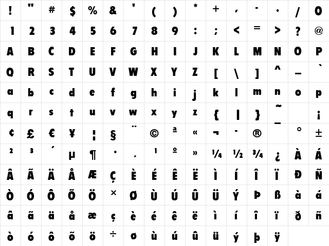 Flipper-Cd Bold  glyph index