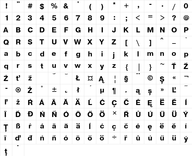 PragmaticaETT Bold  glyph index