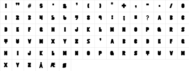 Quart07 by Norwegian Ink Regular  glyph index