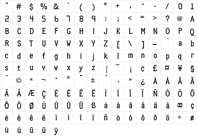 AmexCardEmbossingBc Book  glyph index