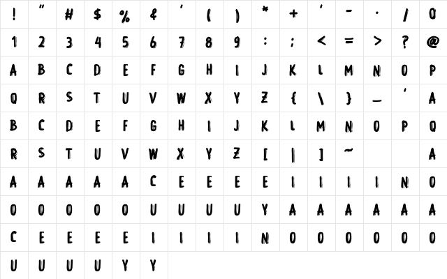 Hocus Pocus Regular  glyph index