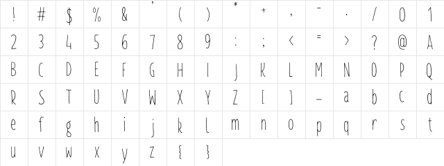 TallTiny Regular  glyph index