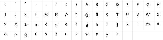 Zinedka Regular  glyph index