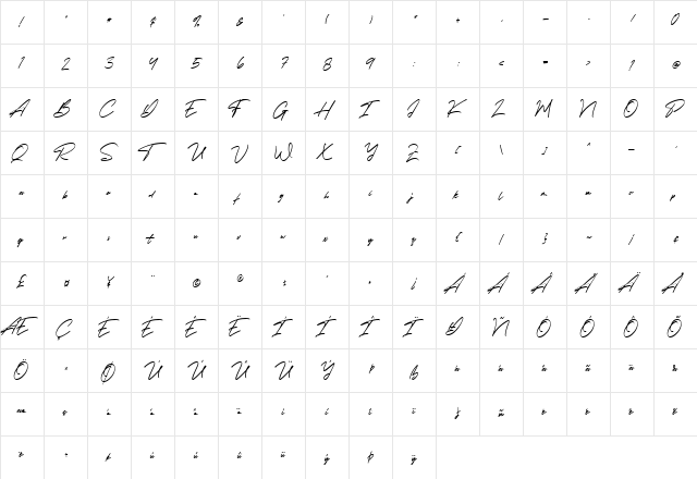 Holland Gateway Regular  glyph index