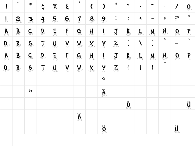 Footsteps DB Normal  glyph index
