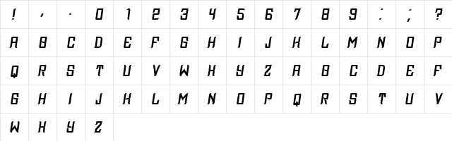 Assyrian Italic  glyph index