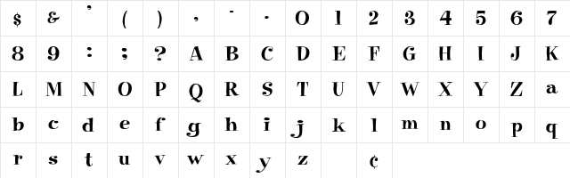 EppingerSSK Regular  glyph index