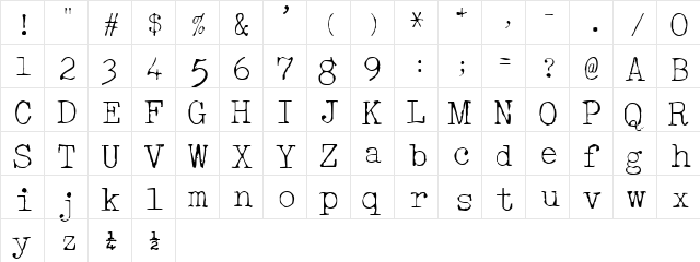 Acoustic Light Regular  glyph index