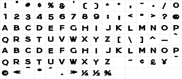 Jera Sans Heavy JL Regular  glyph index