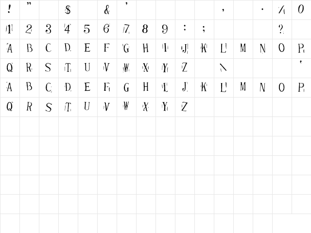 Randy Described Eternity Regular  glyph index