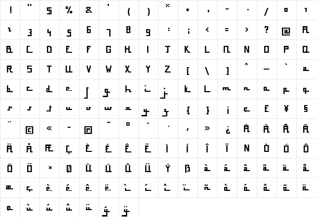 BousniCarre LT Std Bold Regular  glyph index