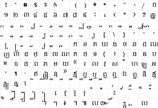 Kh-KohRussey Regular  glyph index