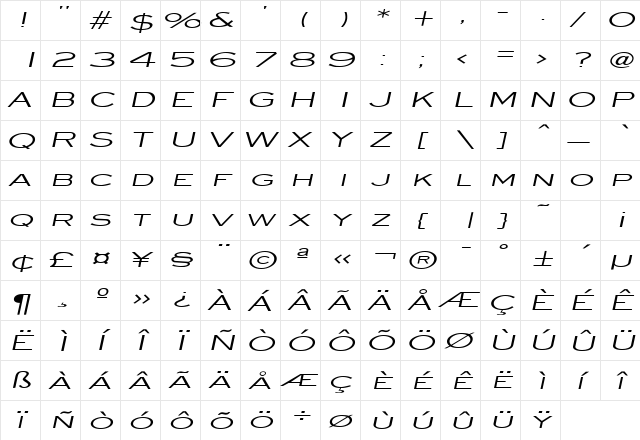 Eye glass Extended Italic  glyph index