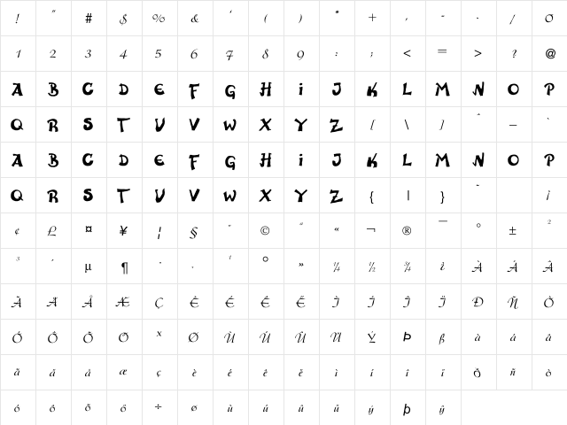Anatevka Cap Anatevka Caps  glyph index