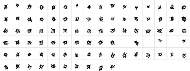 Cloudy Regular  glyph index