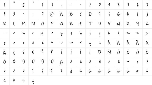 DK Udon Soup Regular  glyph index