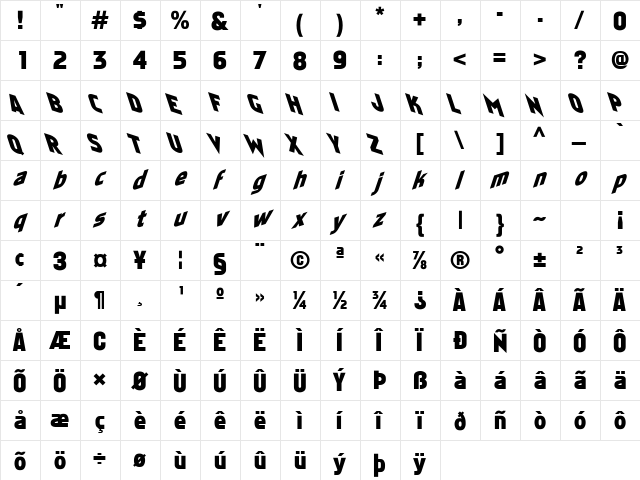 Faktos-Mirror Normal  glyph index