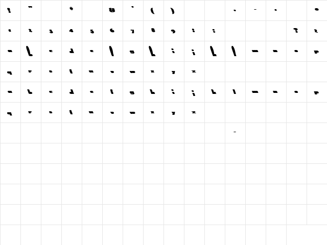Rabbit Lefty Bold  glyph index