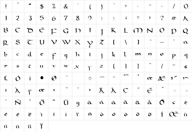 Doorman Regular  glyph index