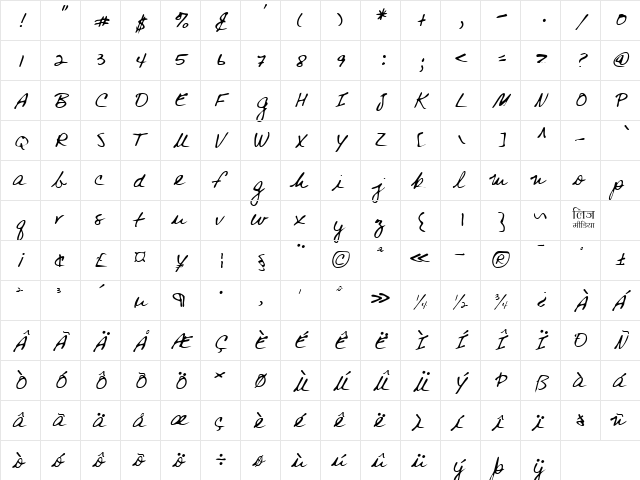 LEHN083 Regular  glyph index
