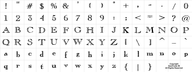 Old Copperfield Regular  glyph index