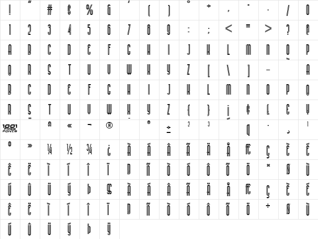 Buenos Aires NF Regular  glyph index