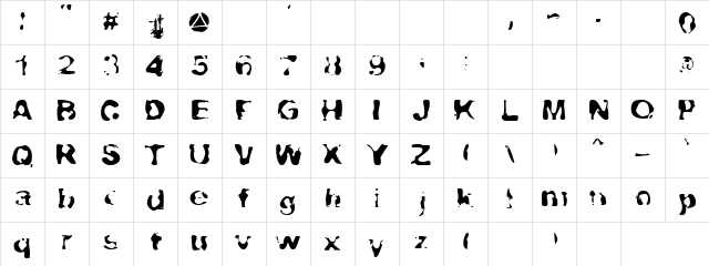 DSL Highway Regular  glyph index