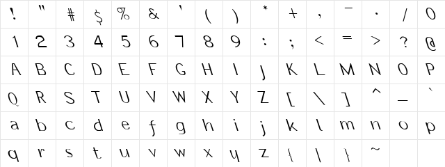 Informal Oblique Expressed Left Regular  glyph index