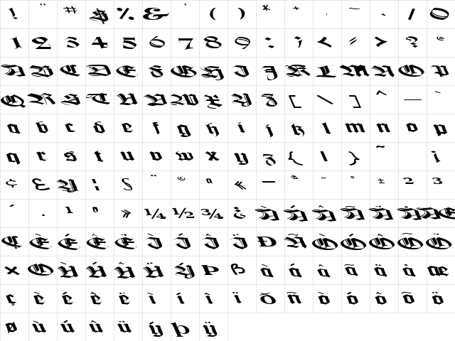 BoogieWoogieBold112 Bold  glyph index