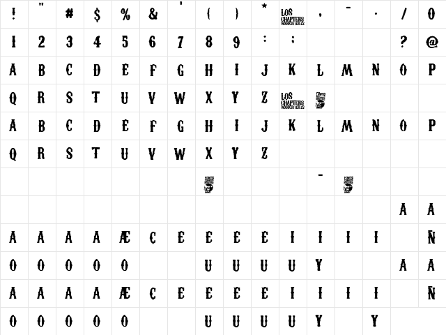 Los Chapters Regular  glyph index