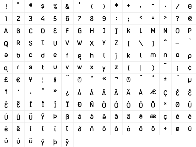 Dispose Bold  glyph index