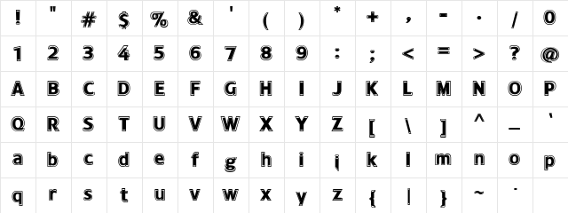 Delineate Regular  glyph index