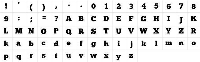 ChunkFive Regular  glyph index
