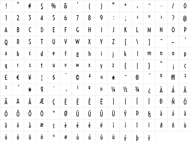 RelayComp-Regular Regular  glyph index