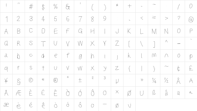 Kabina Bd  glyph index