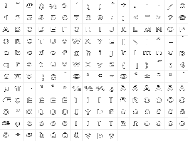 FZ BASIC 2 HOLLOW EX Normal  glyph index