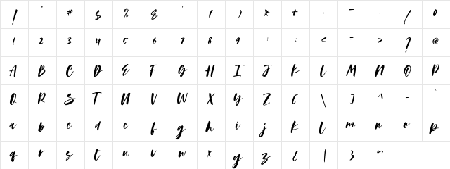 Austine Demo Regular  glyph index