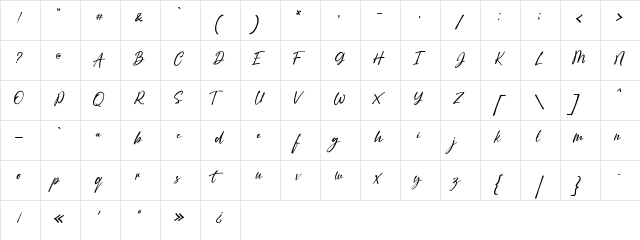 Jolly DEMO Regular  glyph index