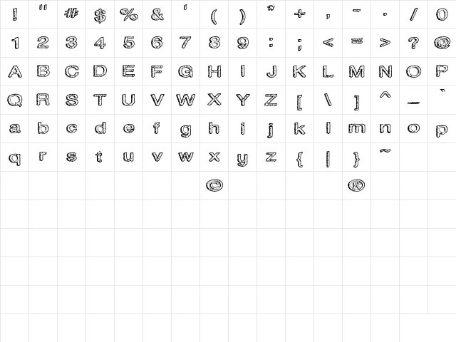 Water on the Oil Regular  glyph index