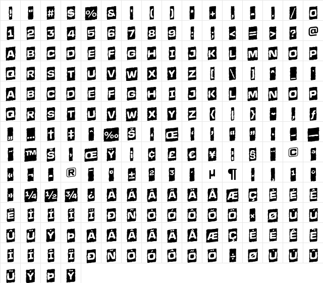 a_LineaSansCmBrkUp Bold  glyph index
