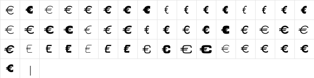 EuroSansEF Three  glyph index