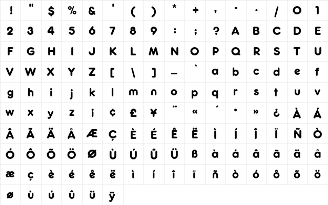 FrankfurterEF Medium  glyph index