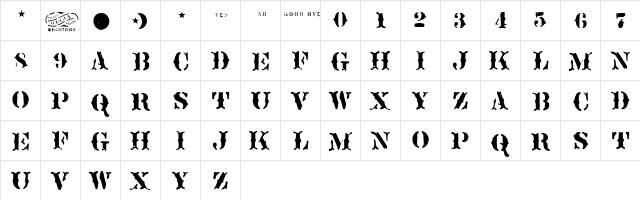 Sideshow Regular  glyph index