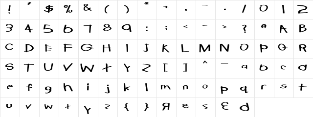 Tabatha Ex bold Bold  glyph index