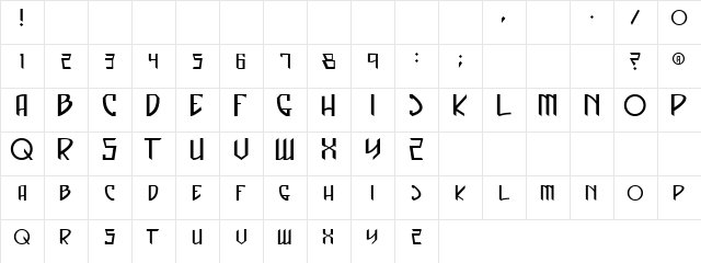 Captain 3D Regular  glyph index