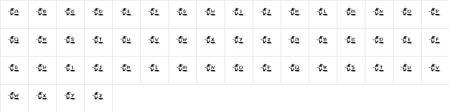KR Witchyrella Regular  glyph index
