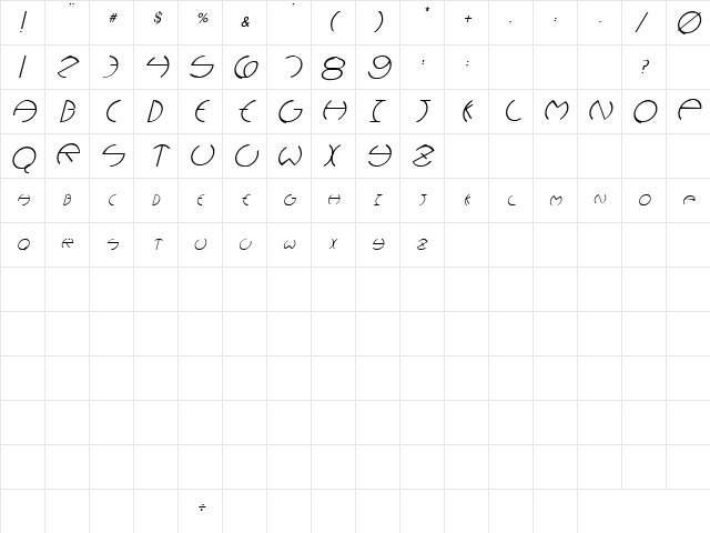 Fine 1 Italic  glyph index